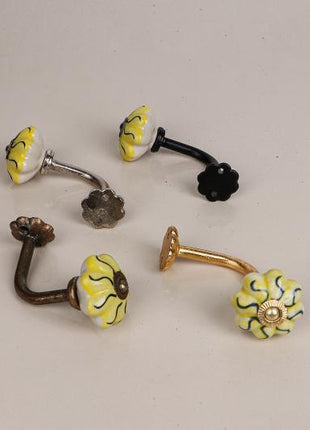 Curtain Tie Backs Hook Decorative Wall Hook-Yellow (Set of Two)