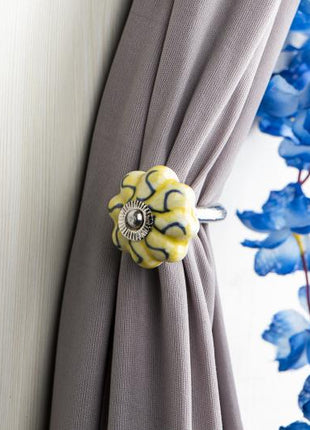 Curtain Tie Backs Hook Decorative Wall Hook-Yellow (Set of Two)