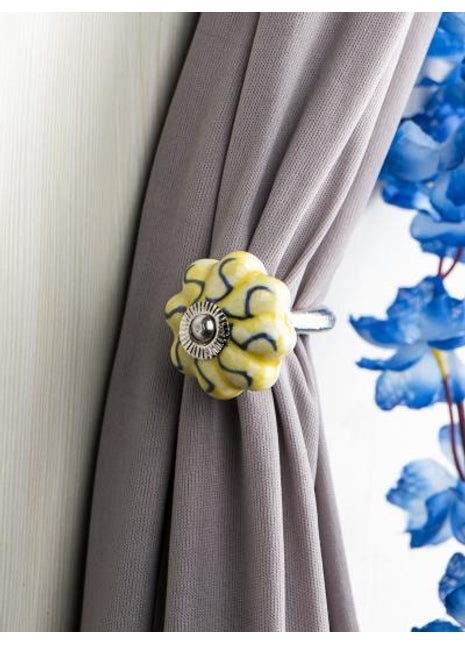 Curtain Tie Backs Hook Decorative Wall Hook-Yellow (Set of Two)