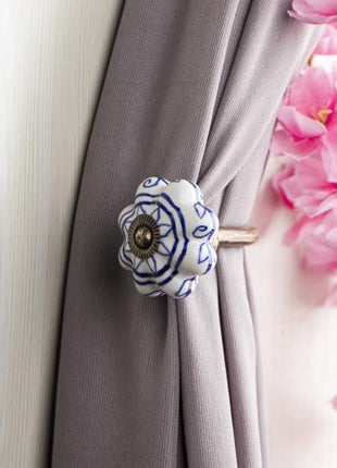 Curtain Tie Backs Hook Decorative Wall Hook-Blue (Set of Two)