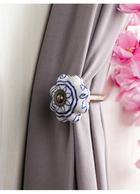 Curtain Tie Backs Hook Decorative Wall Hook-Blue (Set of Two)