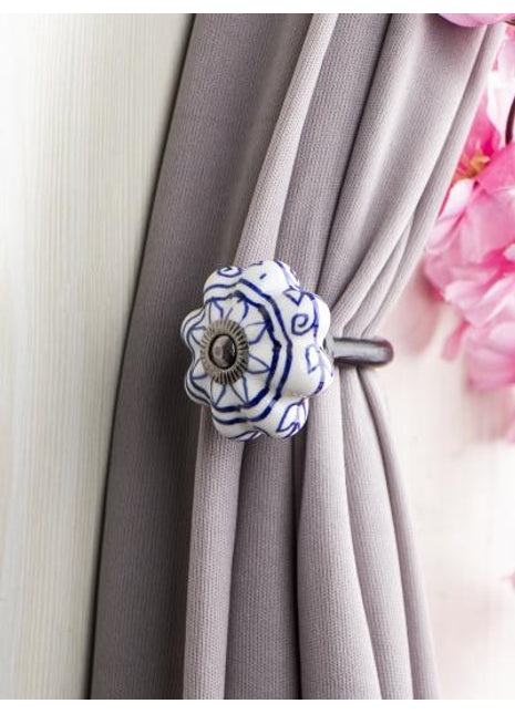 Curtain Tie Backs Hook Decorative Wall Hook-Blue (Set of Two)