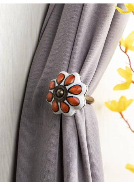 Curtain Tie Backs Hook Decorative Wall Hook-Orange (Set of Two)