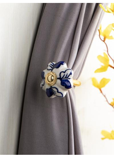 Curtain Tie Backs Hook Decorative Wall Hook-Blue (Set of Two)