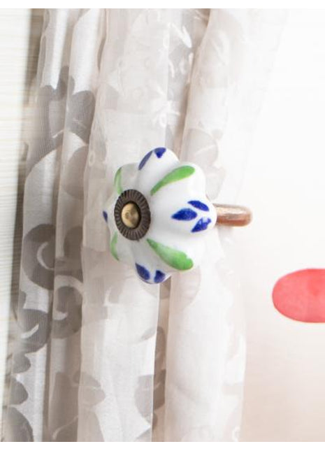 Curtain Tie Backs Hook Decorative Wall Hook- Green , Blue (Set of Two)