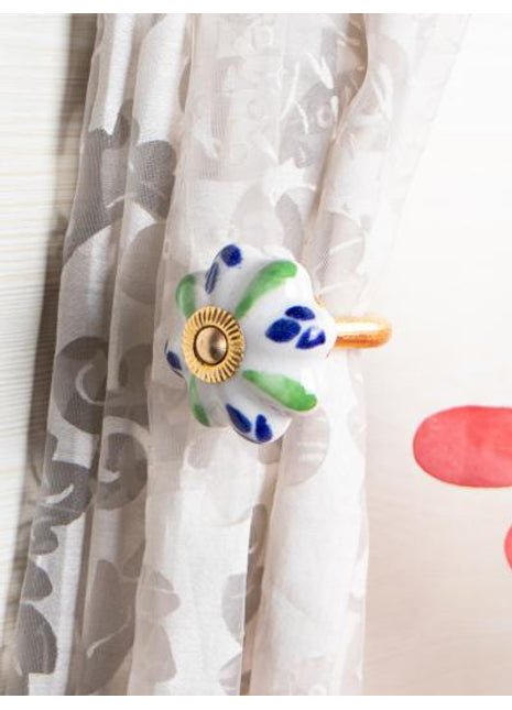 Curtain Tie Backs Hook Decorative Wall Hook- Green , Blue (Set of Two)