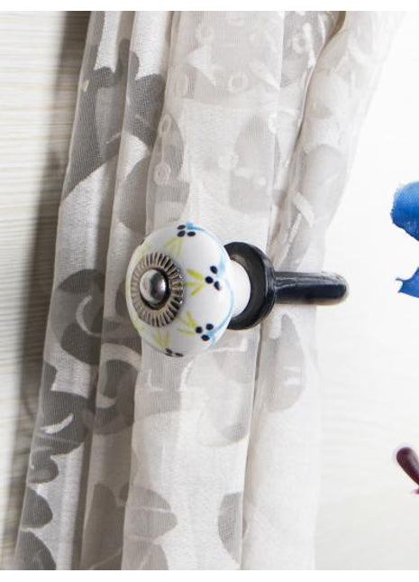 Curtain Tie Backs Hook Decorative Wall Hook-White Base (Set of Two)