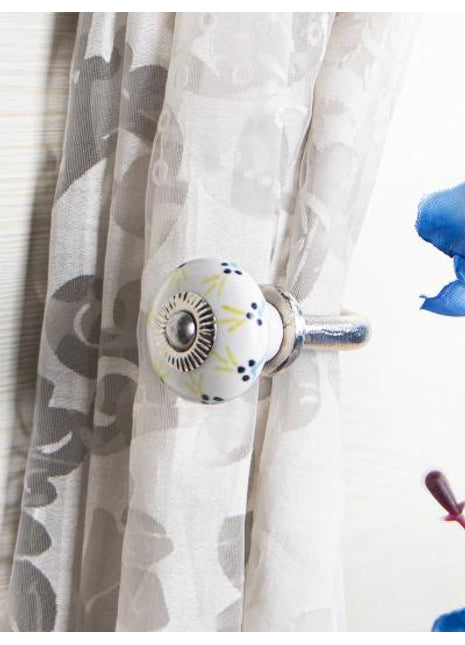 Curtain Tie Backs Hook Decorative Wall Hook-White Base (Set of Two)