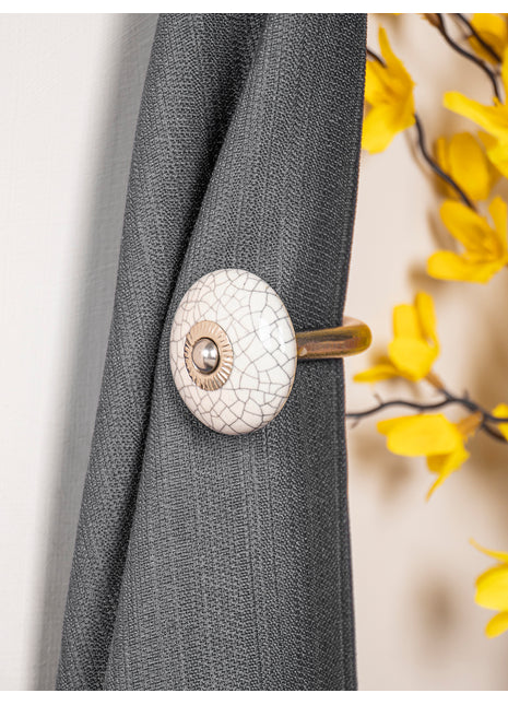 Curtain Tie Backs Hook Decorative Wall Hook- White (Set of Two)