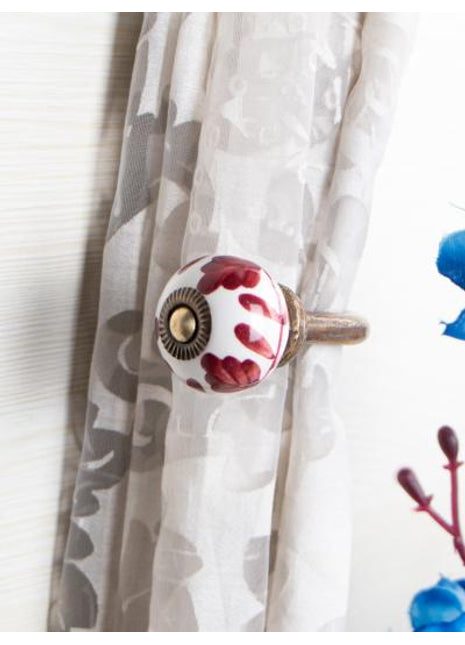 Curtain Tie Backs Hook Decorative Wall Hook-Red (Set of Two)