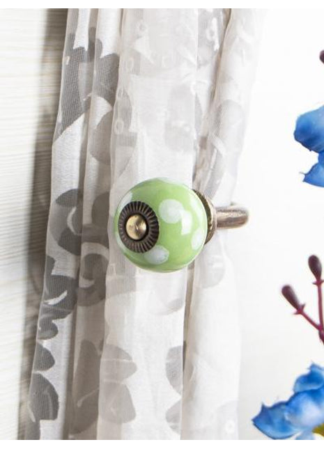 Curtain Tie Backs Hook Decorative Wall Hook-White Dots (Set of Two)