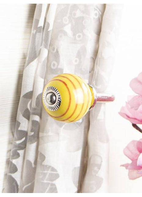 Curtain Tie Backs Hook Decorative Wall Hook-Yellow (Set of Two)
