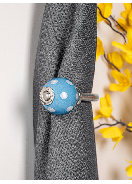 Curtain Tie Backs Hook Decorative Wall Hook- Turquoise (Set of Two)