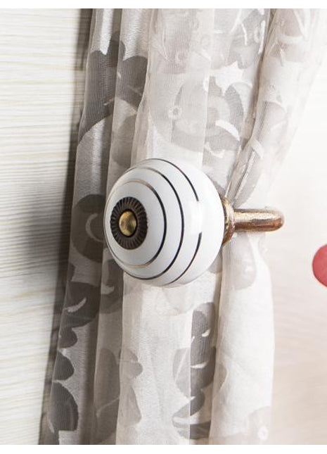 Curtain Tie Backs Hook Decorative Wall Hook- White (Set of Two)