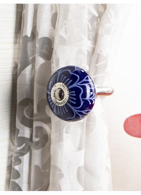 Curtain Tie Backs Hook Decorative Wall Hook-Blue (Set of Two)