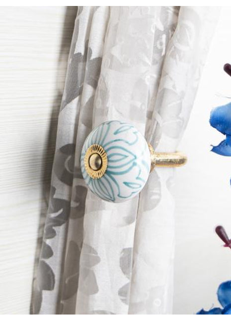 Curtain Tie Backs Hook Decorative Wall Hook-White Base (Set of Two)