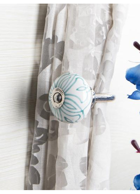 Curtain Tie Backs Hook Decorative Wall Hook-White Base (Set of Two)