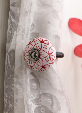 Curtain Tie Backs Hook Decorative Wall Hook- Red (Set of Two)