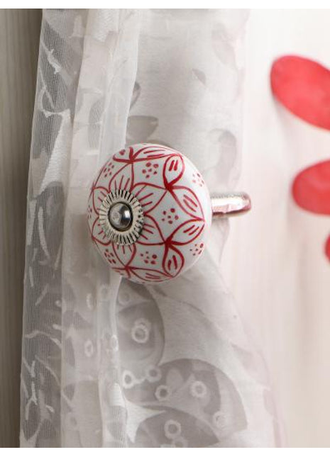Curtain Tie Backs Hook Decorative Wall Hook- Red (Set of Two)