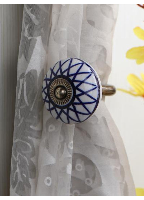 Curtain Tie Backs Hook Decorative Wall Hook- Blue (Set of Two)