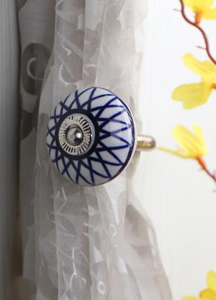 Curtain Tie Backs Hook Decorative Wall Hook- Blue (Set of Two)