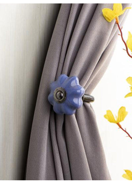 Curtain Tie Backs Hook Decorative Wall Hook-Blue (Set of Two)