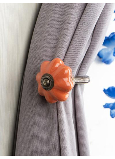 Curtain Tie Backs Hook Decorative Wall Hook-Orange (Set of Two)