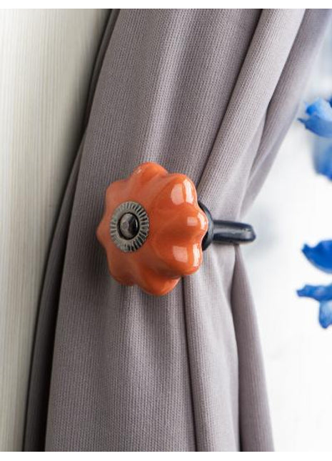Curtain Tie Backs Hook Decorative Wall Hook-Orange (Set of Two)