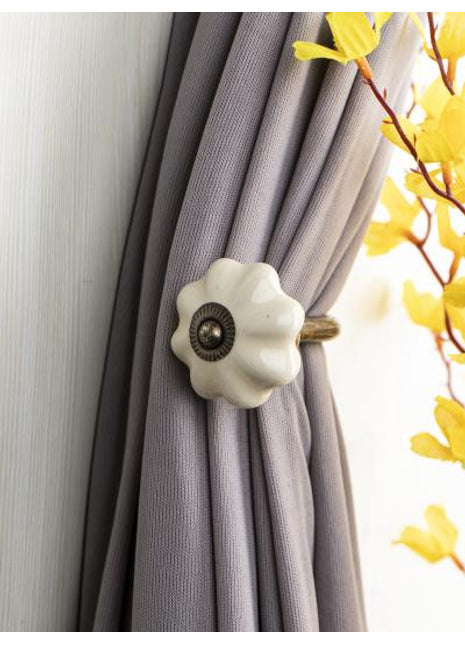 Curtain Tie Backs Hook Decorative Wall Hook-off White (Set of Two)