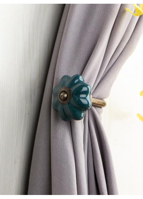 Curtain Tie Backs Hook Decorative Wall Hook-Green (Set of Two)