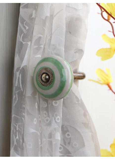 Curtain Tie Backs Hook Decorative Wall Hook-Green (Set of Two)