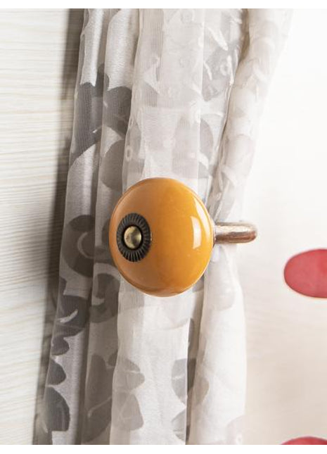 Curtain Tie Backs Hook Decorative Wall Hook- Yellow (Set of Two)