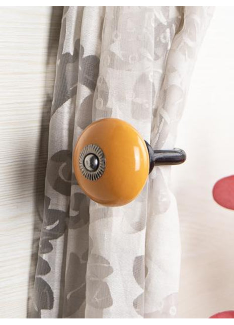 Curtain Tie Backs Hook Decorative Wall Hook- Yellow (Set of Two)
