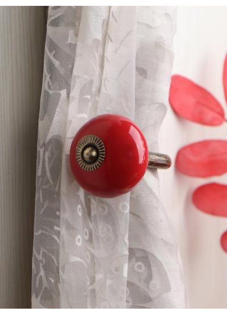 Curtain Tie Backs Hook Decorative Wall Hook-Red (Set of Two)