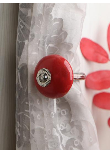 Curtain Tie Backs Hook Decorative Wall Hook-Red (Set of Two)
