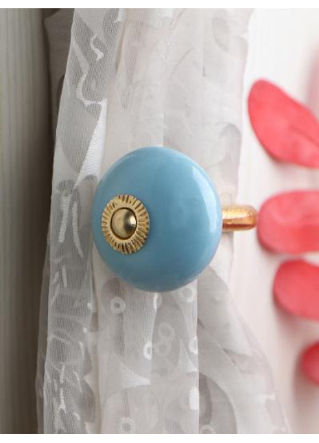 Curtain Tie Backs Hook Decorative Wall Hook-Turquoise (Set of Two)