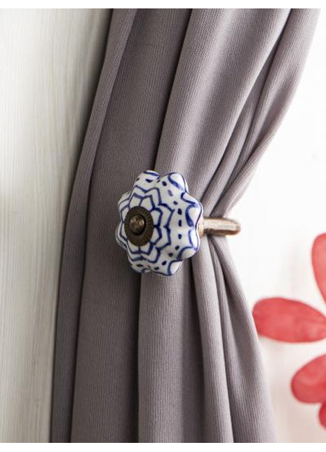 Curtain Tie Backs Hook Decorative Wall Hook-Blue (Set of Two)