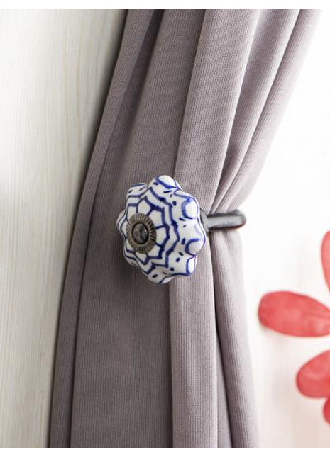 Curtain Tie Backs Hook Decorative Wall Hook-Blue (Set of Two)