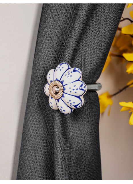 Curtain Tie Backs Hook Decorative Wall Hook- Blue (Set of Two)