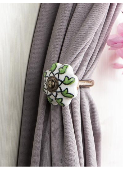 Curtain Tie Backs Hook Decorative Wall Hook-Green (Set of Two)