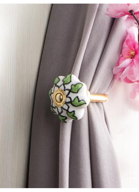 Curtain Tie Backs Hook Decorative Wall Hook-Green (Set of Two)