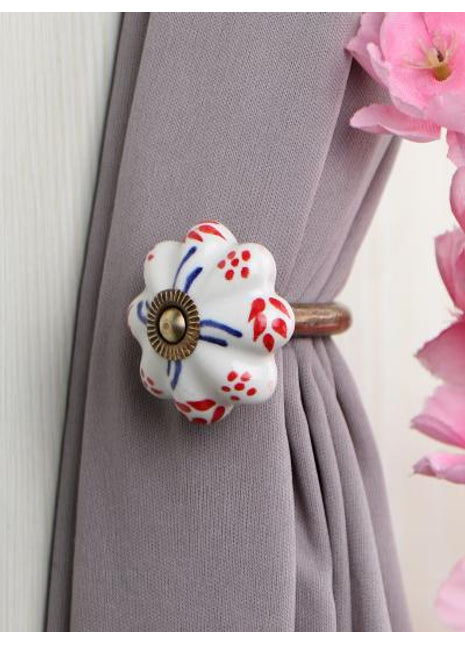 Curtain Tie Backs Hook Decorative Wall Hook-Red (Set of Two)