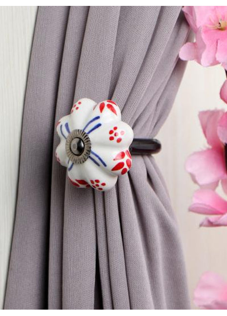 Curtain Tie Backs Hook Decorative Wall Hook-Red (Set of Two)