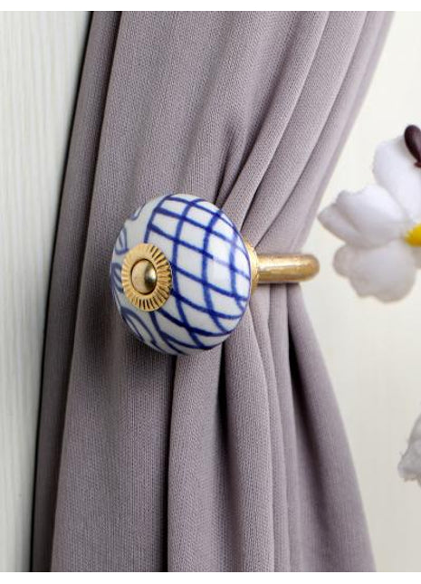 Curtain Tie Backs Hook Decorative Wall Hook-Blue (Set of Two)