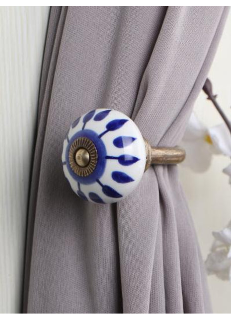 Curtain Tie Backs Hook Decorative Wall Hook-Blue (Set of Two)
