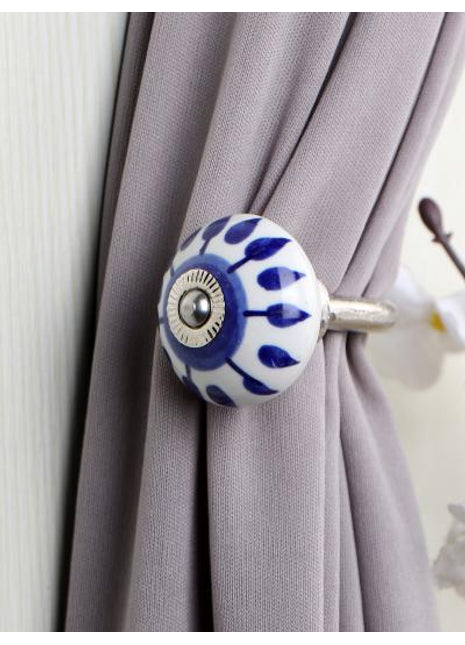 Curtain Tie Backs Hook Decorative Wall Hook-Blue (Set of Two)