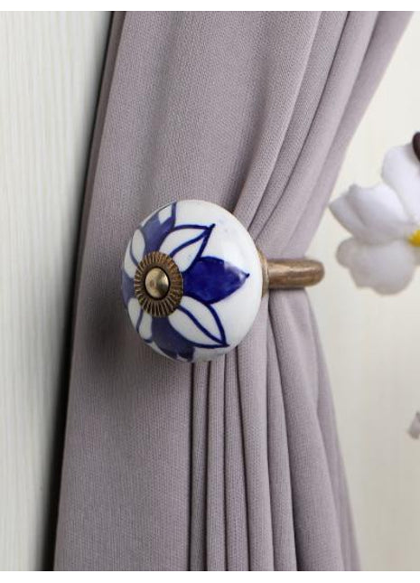 Curtain Tie Backs Hook Decorative Wall Hook-Blue (Set of Two)