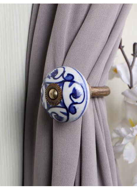 Curtain Tie Backs Hook Decorative Wall Hook-Blue (Set of Two)