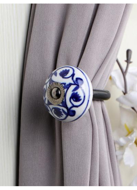 Curtain Tie Backs Hook Decorative Wall Hook-Blue (Set of Two)