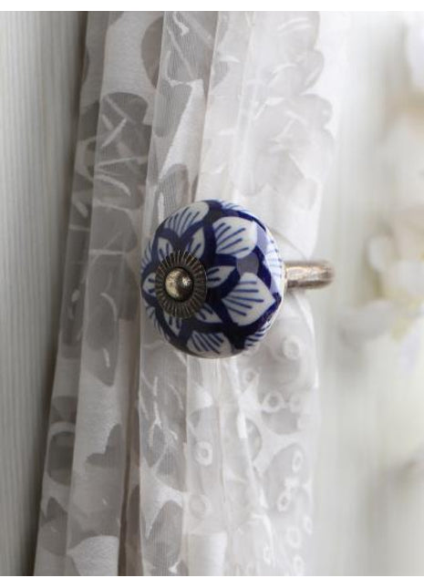 Curtain Tie Backs Hook Decorative Wall Hook-Blue (Set of Two)